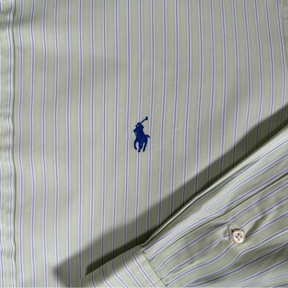 Ralph Lauren Shirt Men Size 17 32 33 Classic Fit Long Sleeve Striped Embroidered - Picture 3 of 11